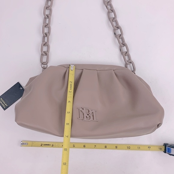 Badgley Mischka Wrapped Frame Clutch Bag Purse Taupe Chain strap New NWT - Picture 11 of 15
